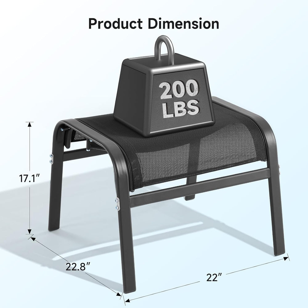 ONBRILL Outdoor Ottoman Set of 2, Oversized Outdoor Foot Rest, Black