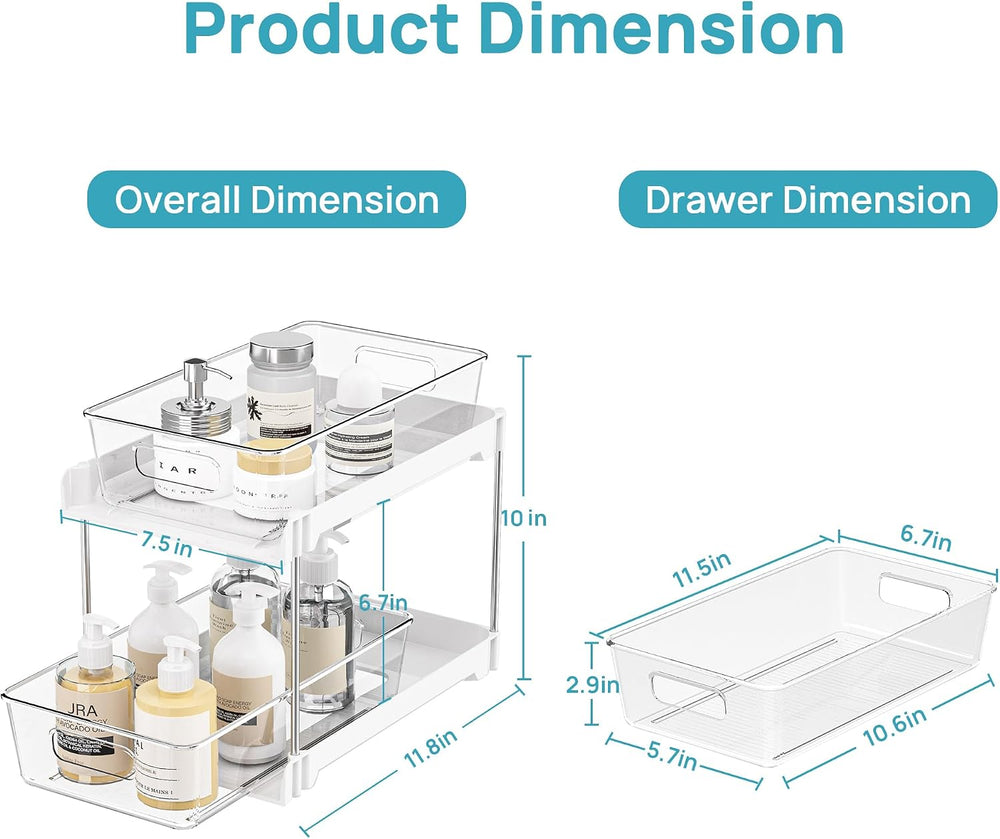 Vtopmart 4 Pack Pull Out Bathroom Under Sink Organizer (S-Standard, White)
