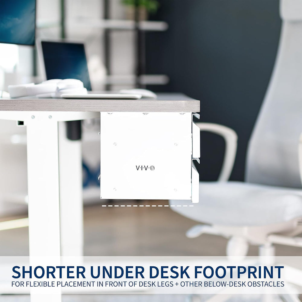 VIVO 16 inch Slide Out Dual Tier Desk Drawer, Under Desk 2 Layer Storage, Whi...