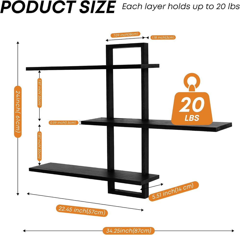 3 Tier Wall Shelf,Floating Shelf for Wall,Decorative Wall Shelves Modern