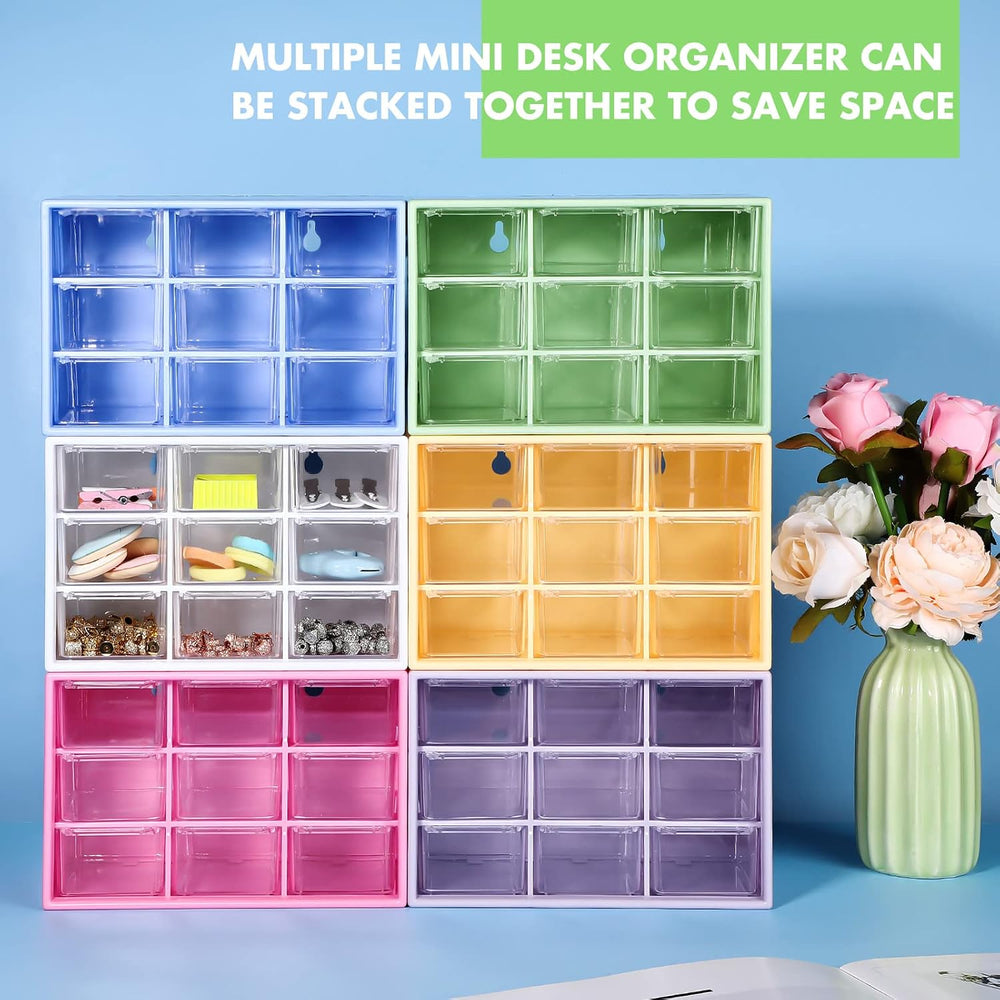 Rtteri 9 Pieces Mini Drawer Organizer Plastic Desktop Storage Box, White
