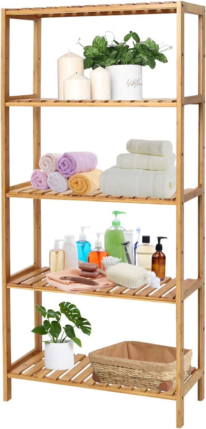 Bamboo Shelf Bathroom 5-Tier Storage Shelves Free Standing Rack Multifunction...