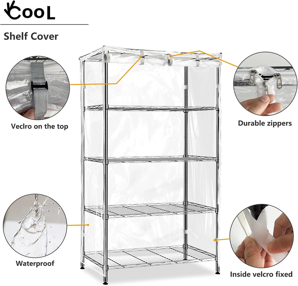 okcool Waterproof Shelf Cover,All Clear Wire Shelf Cover with Zipper,Transpar...