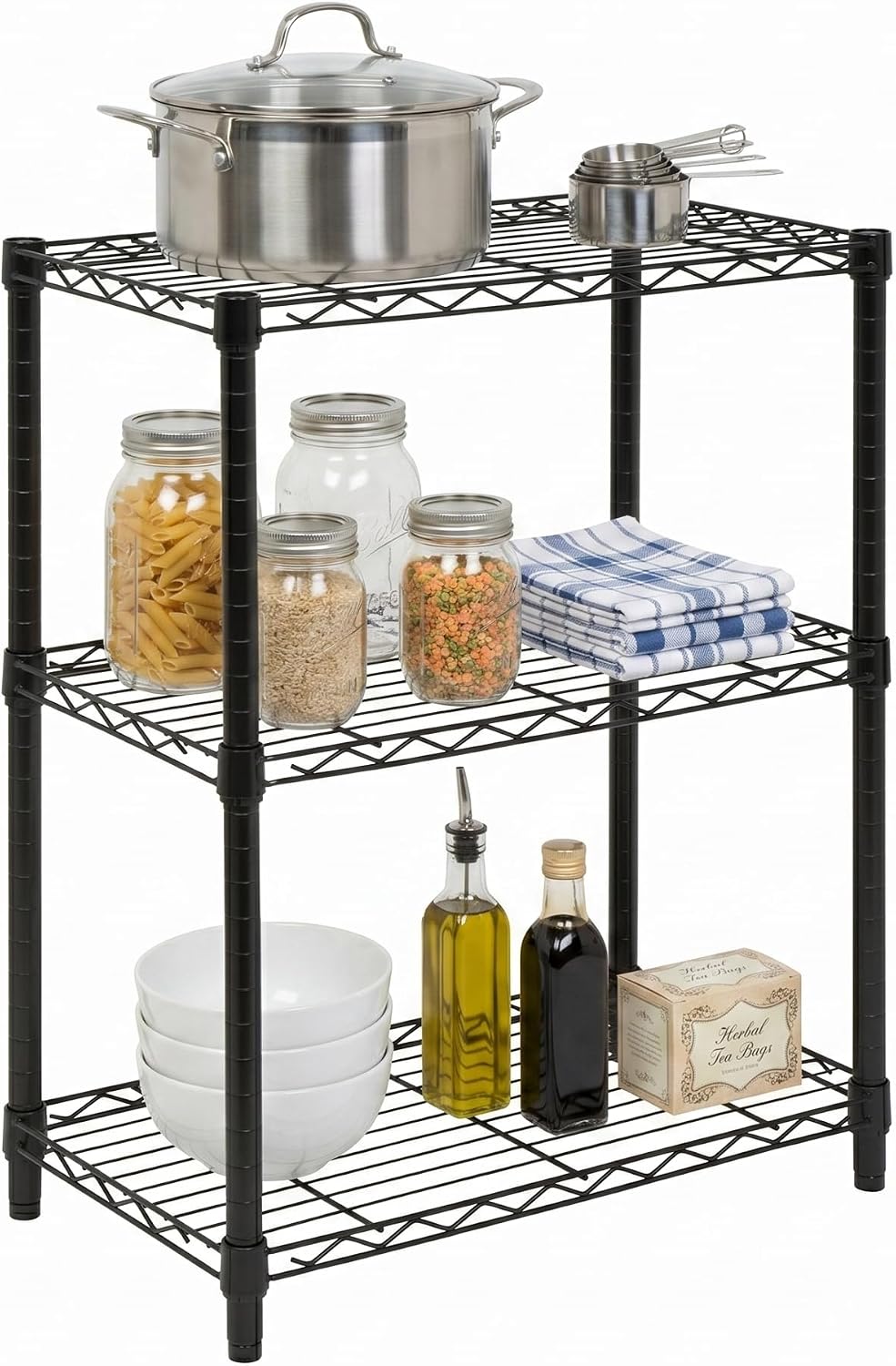 Honey-Can-Do 3-Tier Shelving Storage Rack Organizer, 250 lb Shelf Capacity