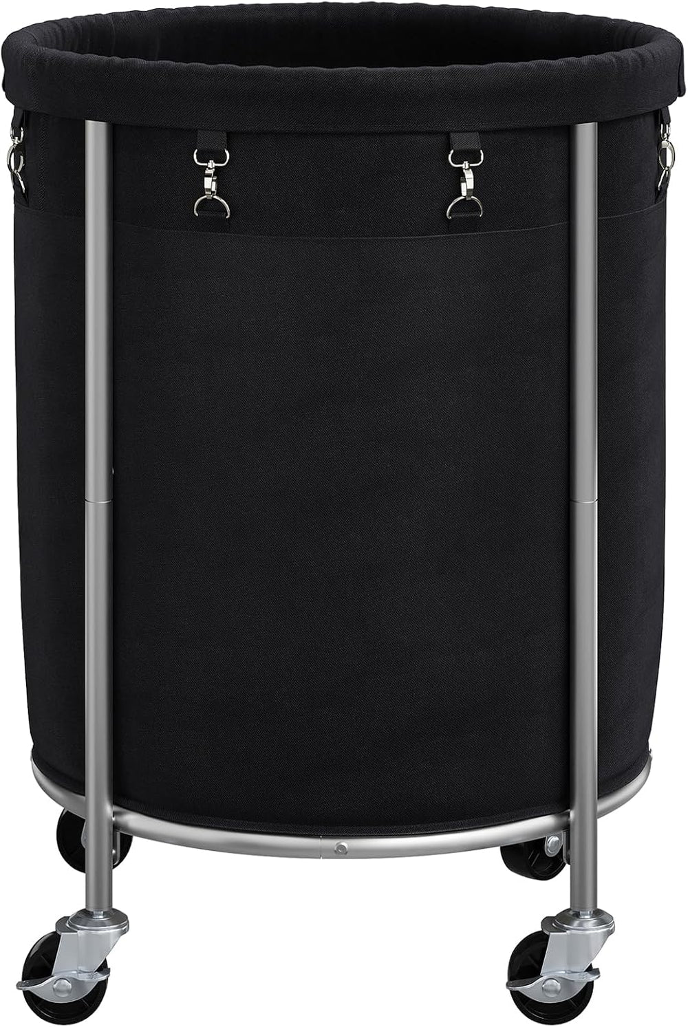 ELYKEN Laundry Basket with Wheels, Round Rolling Laundry Hamper, Black