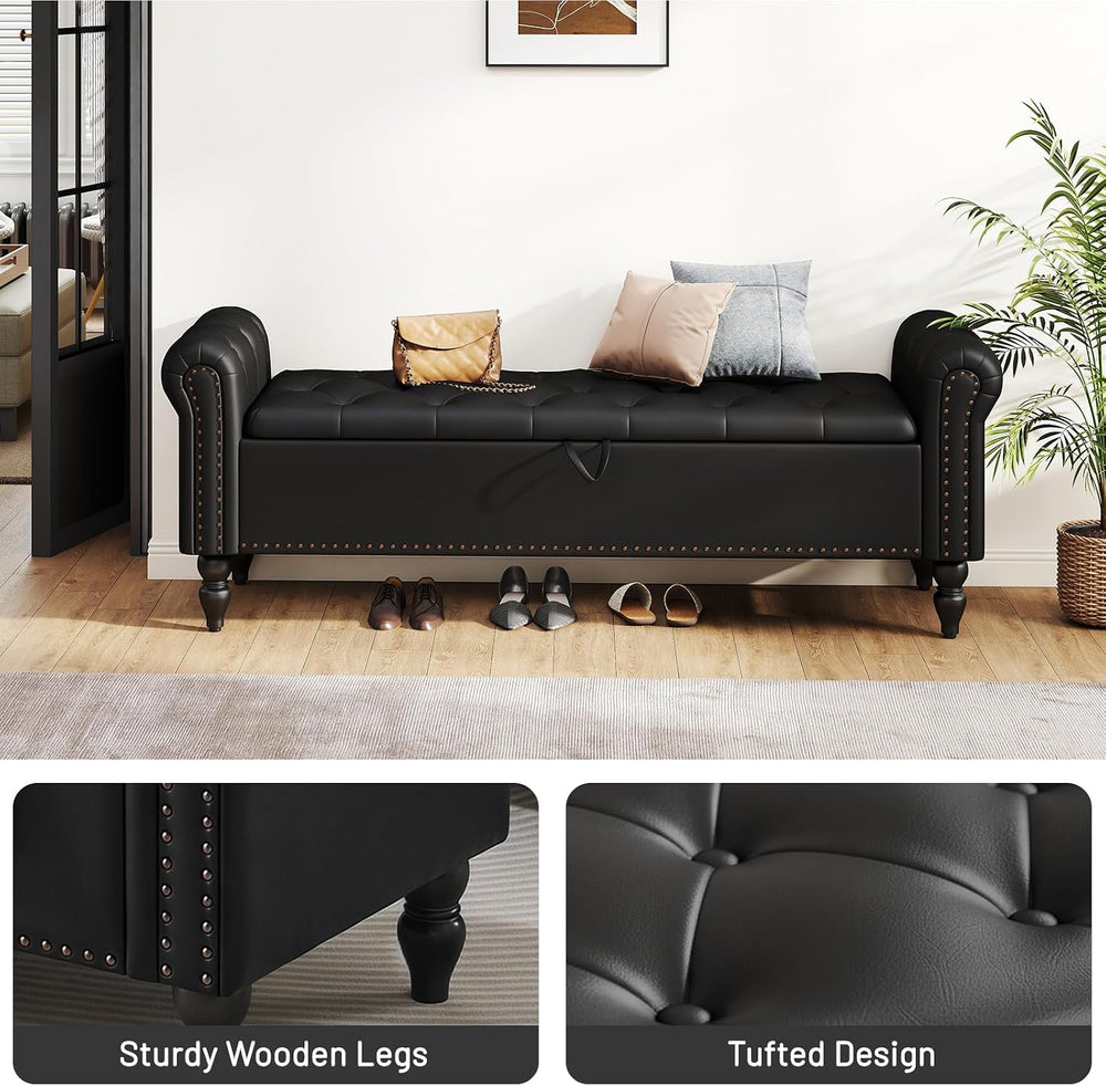 Furniliving 63” End of Bed Bench, Bedroom Bench with Button-Tufted, Upholster...