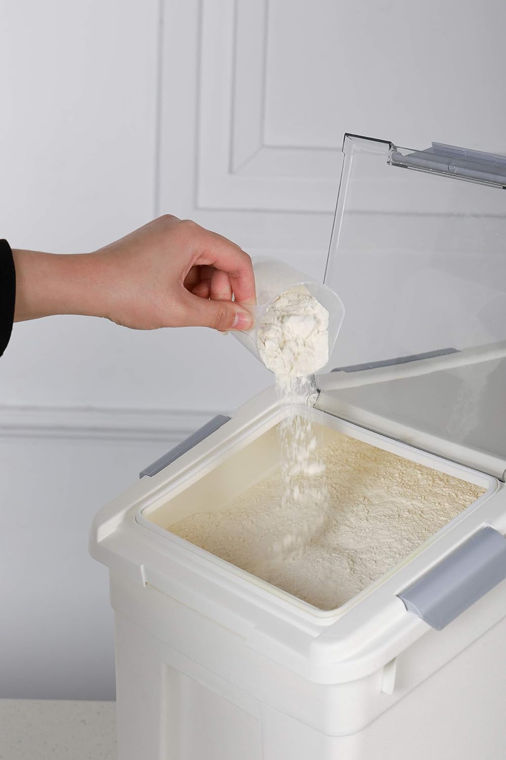 EonTone [2-Pack] 30 lbs Flour Storage Container, 25L Airtight Food Bin with W...