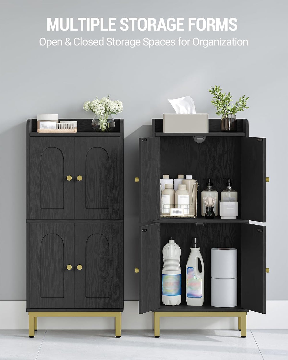 Hzuaneri Bathroom Storage Cabinet, Small Floor Cabinet with 4 Door