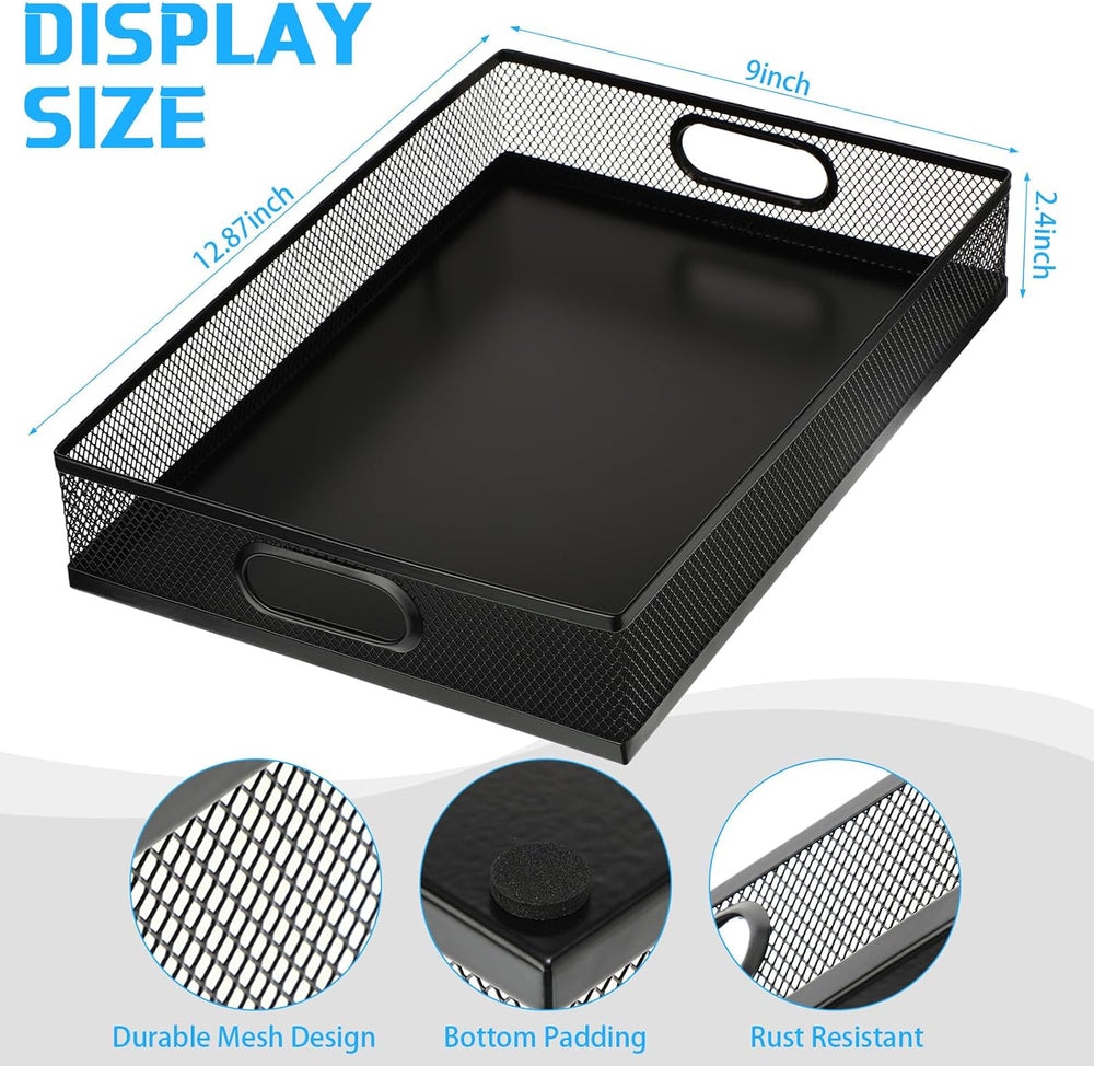 Tandefio 3 Pcs Black Desk Drawer Organizer Bulk Metal Mesh Tray