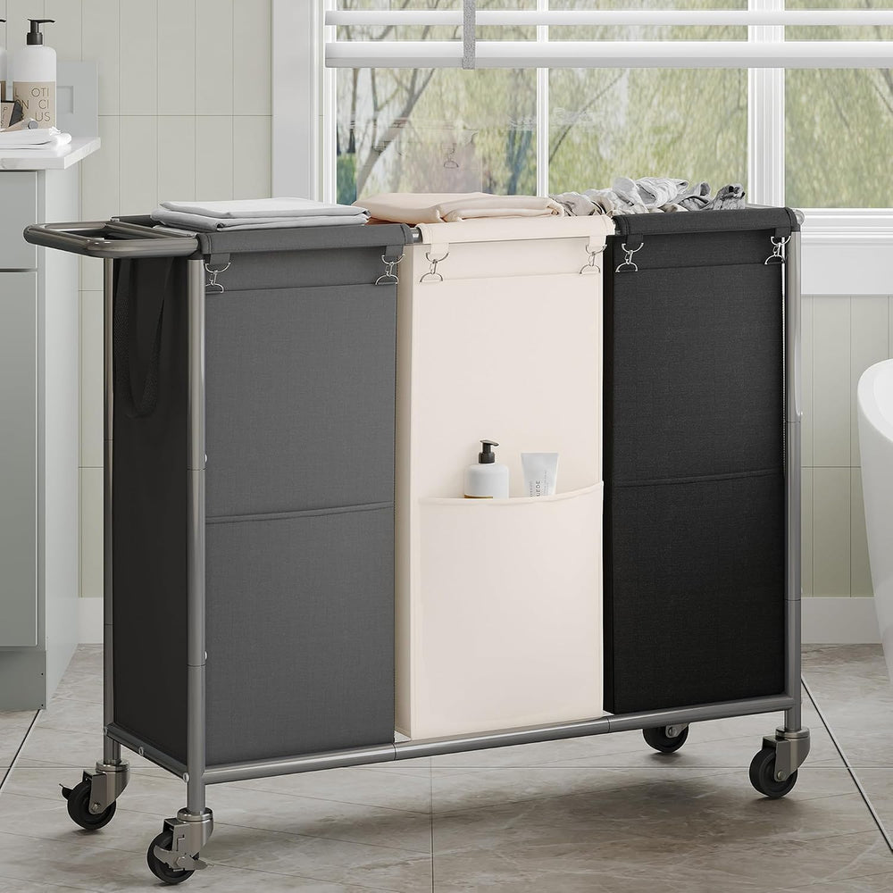 Heybly Laundry Basket, 3 x 18.5 Gal Laundry Separator Hamper with Heavy Duty ...