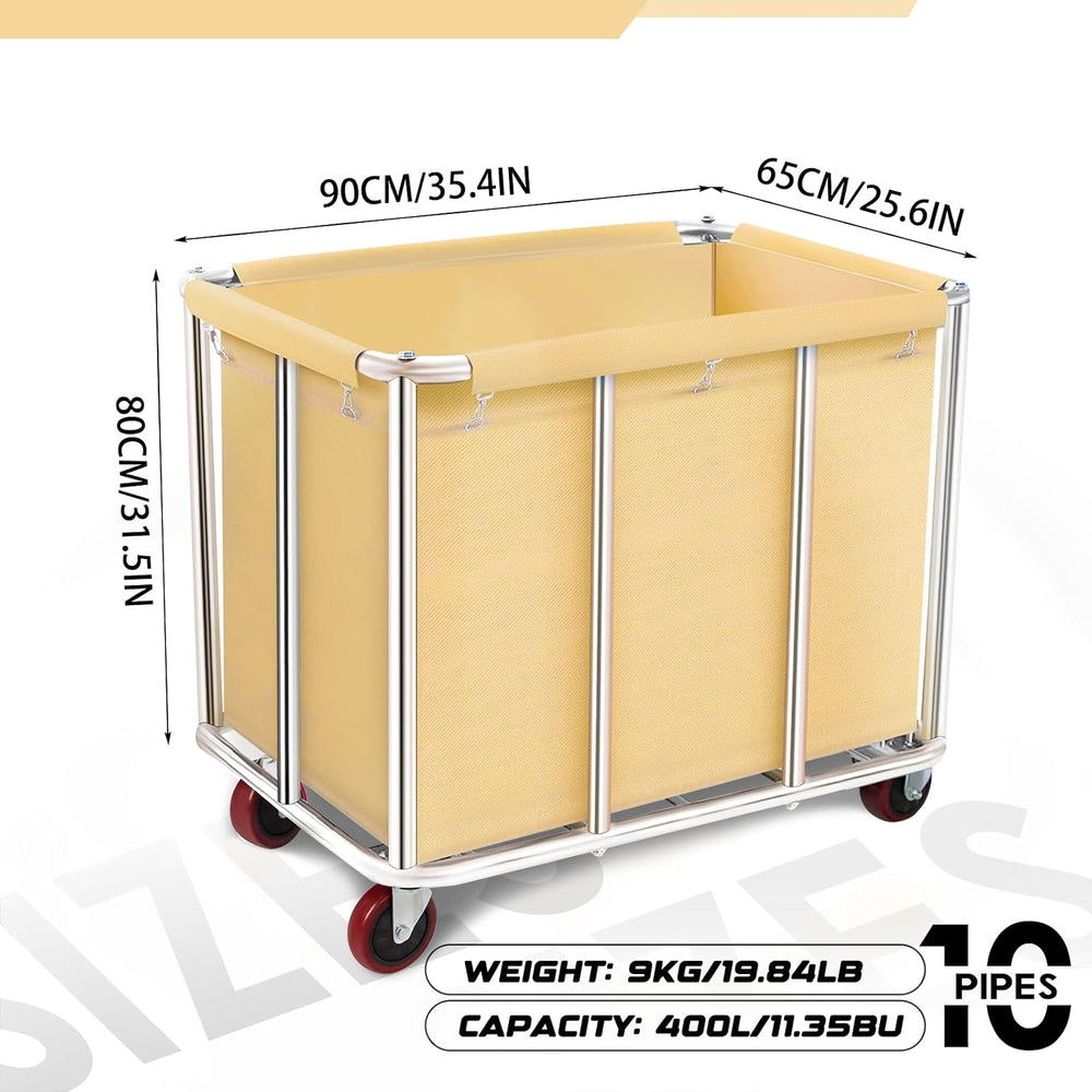 Commercial Laundry Cart with Wheels, 11.42 Bushel Large Laundry Rolling Bins ...