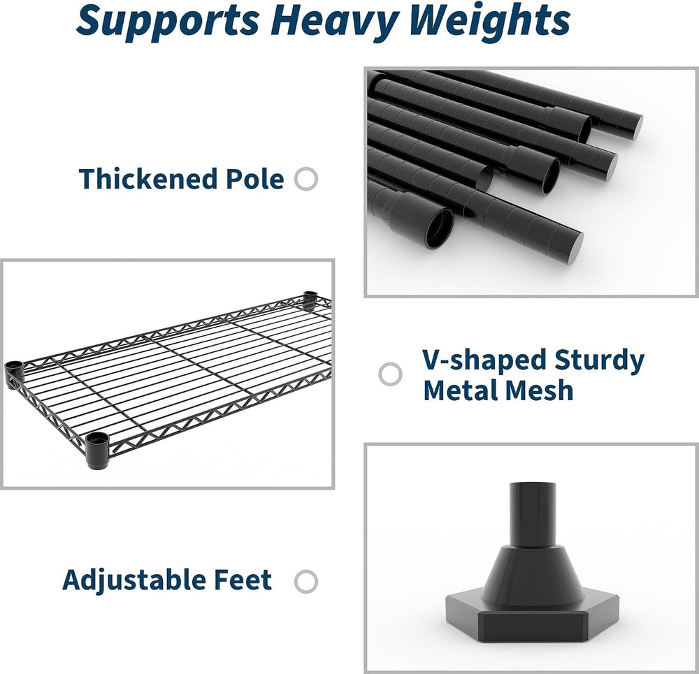 4-Tier Metal Storage Shelves,70.8" W x 15.8" D x 59.5" H, 265 ...