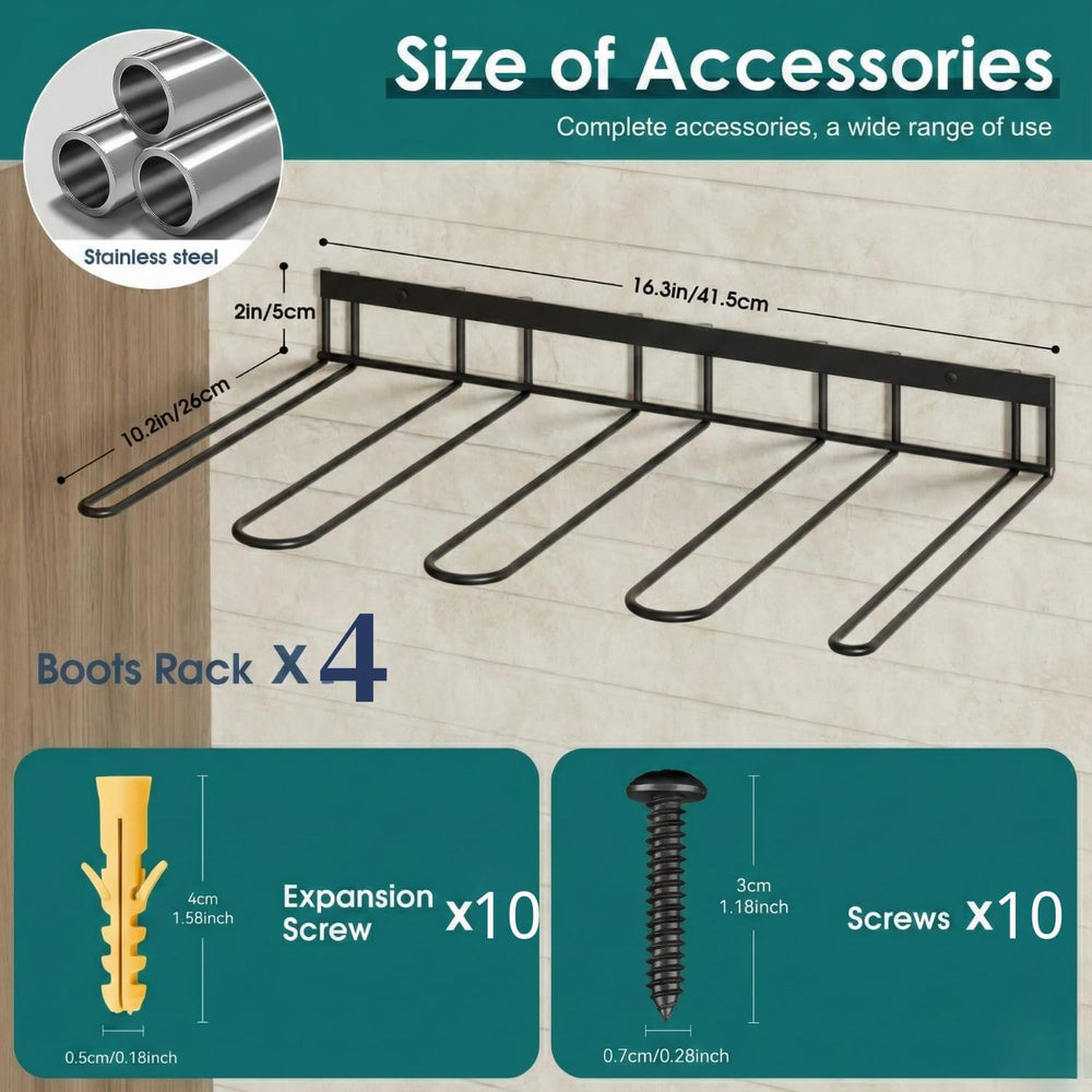zacurter Wall Mount Boot Rack Metal Wader Hangers for Tall Boots, 8 Pair Boot...