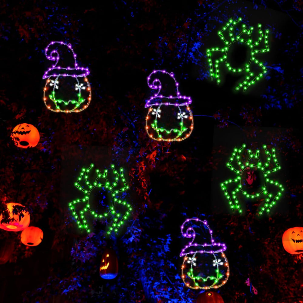 Halloween Window Lights, 2 Pack LED Waterproof Timer Indoor Decor