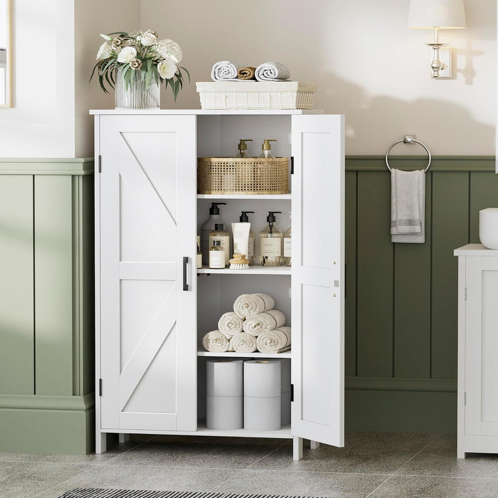 Homleke 43.3" H Farmhouse Bathroom Storage Cabinet with Adjustable Shelves