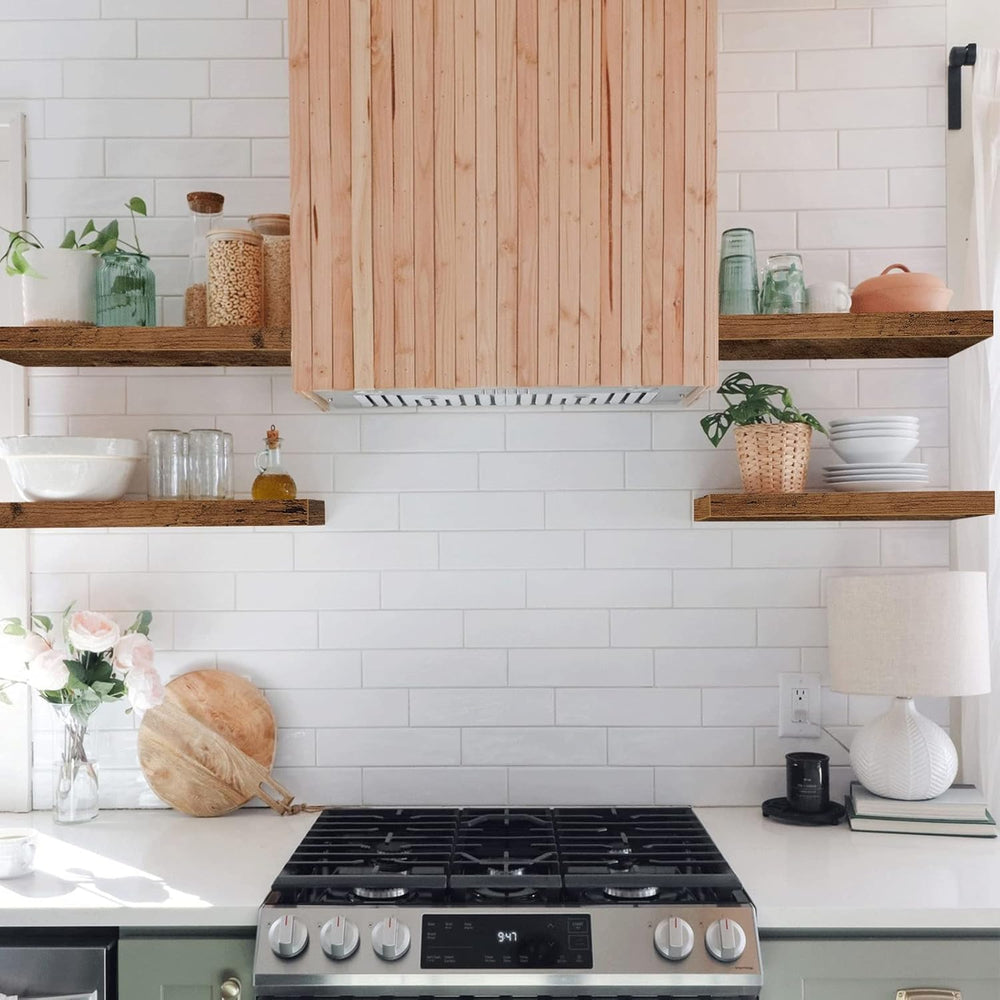 QEEIG Floating Shelves for Wall Small Shelf (Brown, Set of 4, 15.7" x 6....