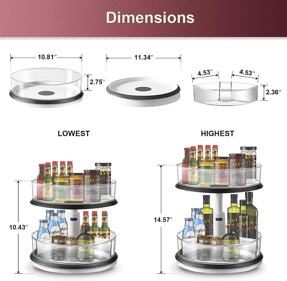 Ynelyase Lazy Susan Medicine Bottle Organizer for Cabinet 2 Tier Clear
