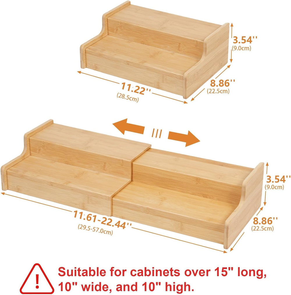 2-Tier Expandable Bamboo Coffee Mug Holder, Mug Organizer for Kitchen Cabinet...