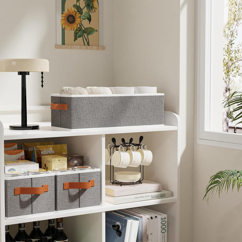 Foldable Long Storage Boxes,15x6x5 In,Gray Fabric Bins,5-Pack
