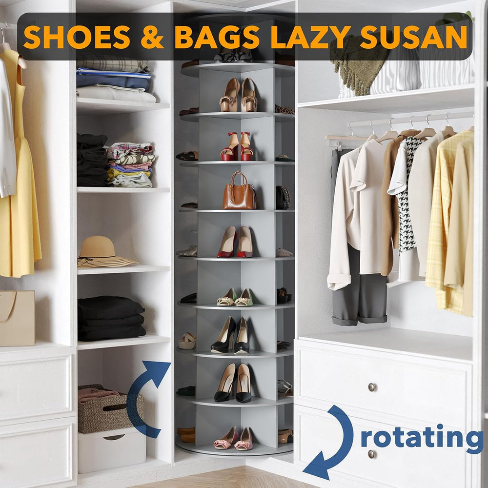SpaceAid 9 Tier Rotating Shoe Rack Tower, Spinning Shoe Display Lazy Susan, R...