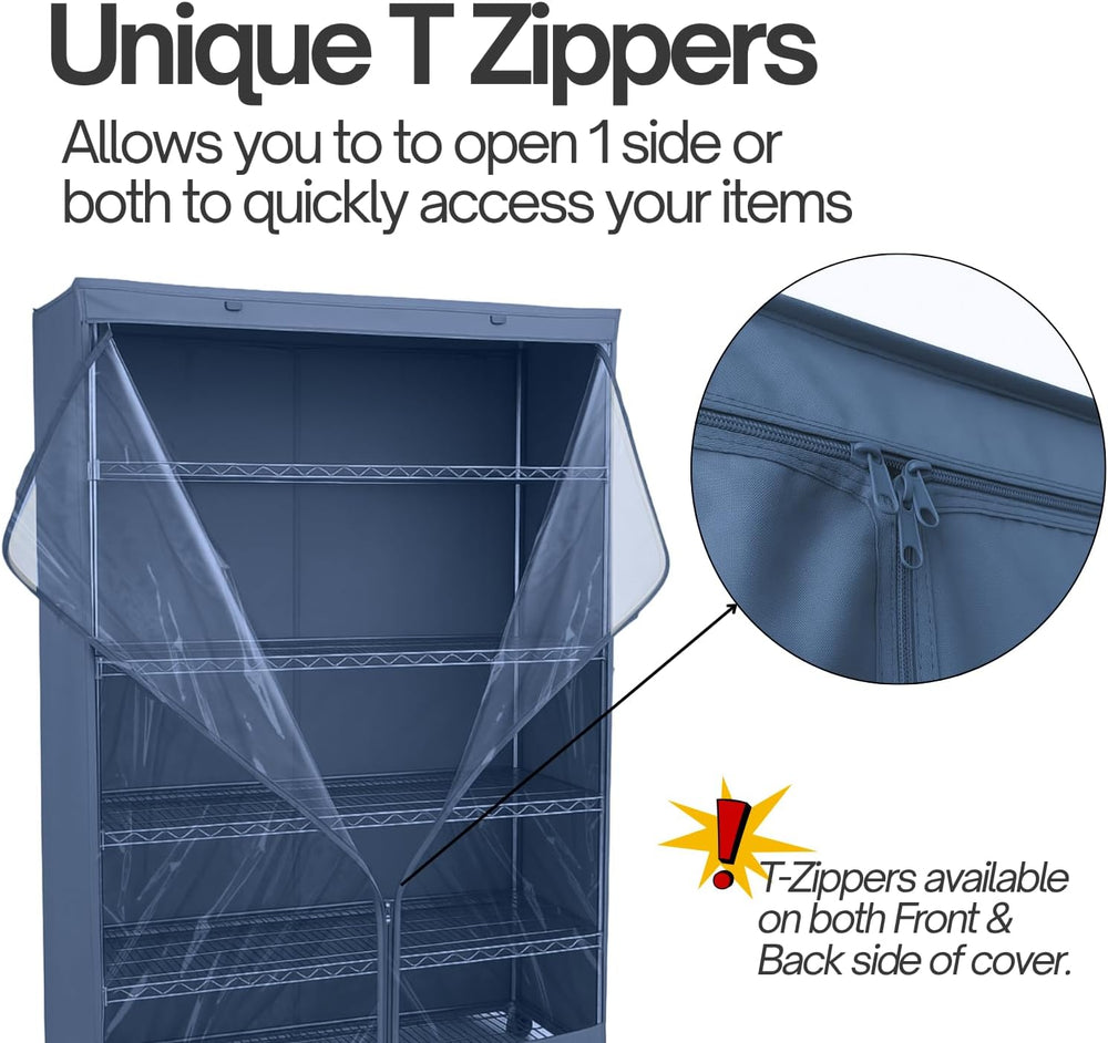 Formosa Covers Premium Clear Front Wire Shelf Cover Dusty Blue - Heavy-Duty S...