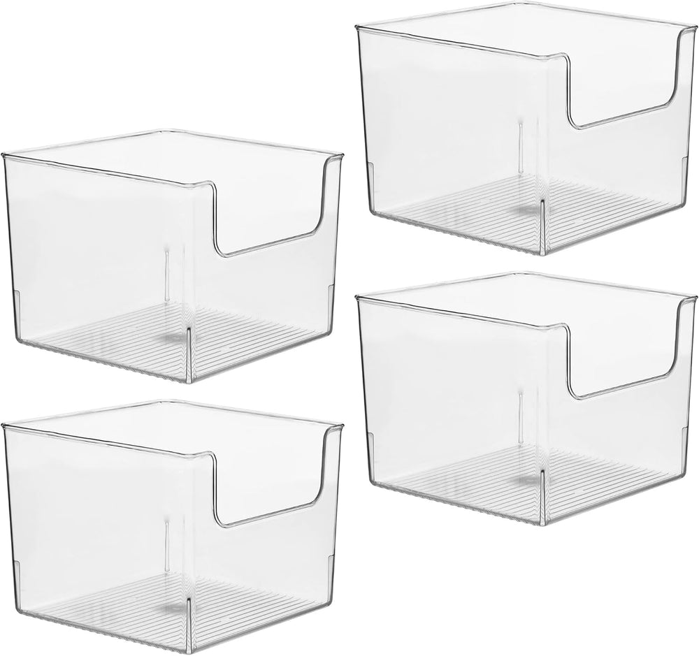 iDesign Open-Front Storage Bin, Set of 4, Clear