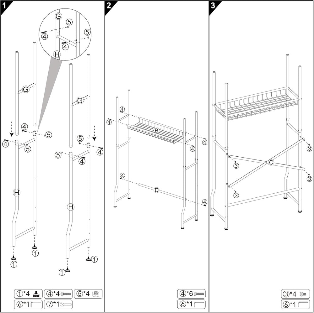 Over-The-Toilet Storage Shelf,4-Tier Bathroom Organizer Cabinet Rack And Stor...