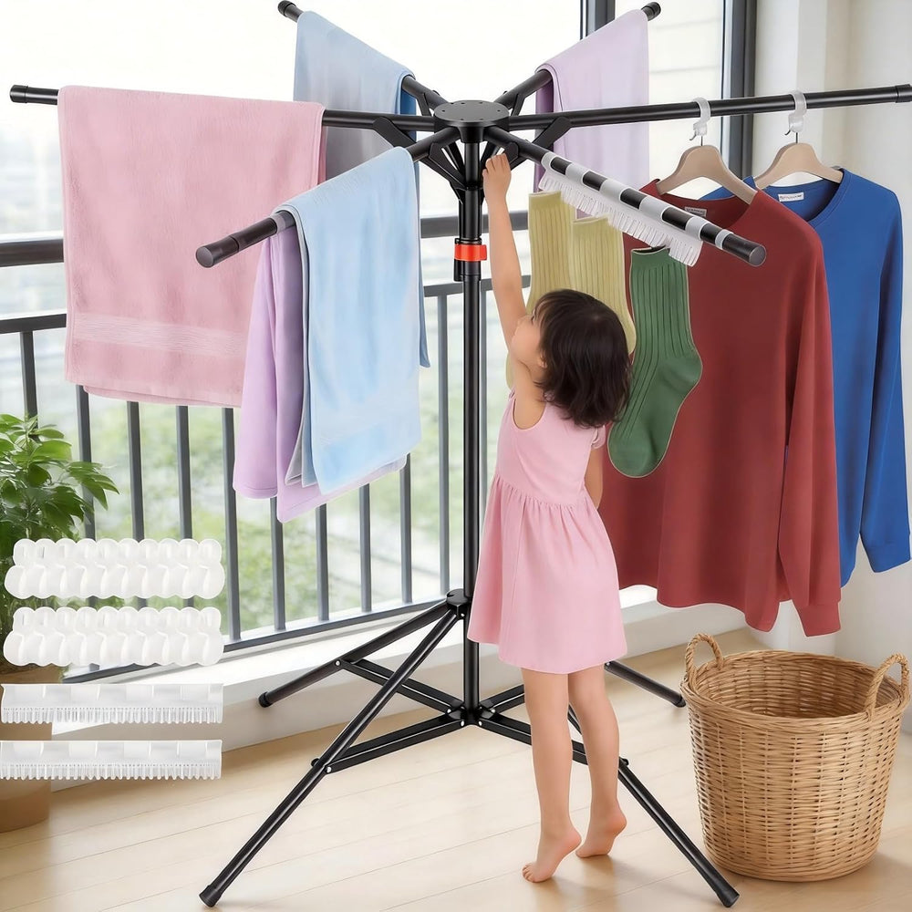 4-Leg Clothes Drying Rack with 6 Adjustable Poles for Indoor/Outdoorr,Clothin...