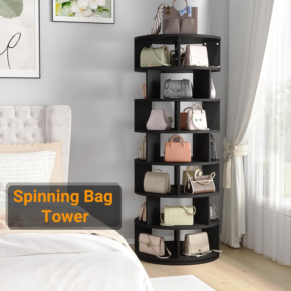 Aheaplus Rotating Shoe Rack Tower, 7-Tier Spinning Shoe Rack 360 Revolving Sh...