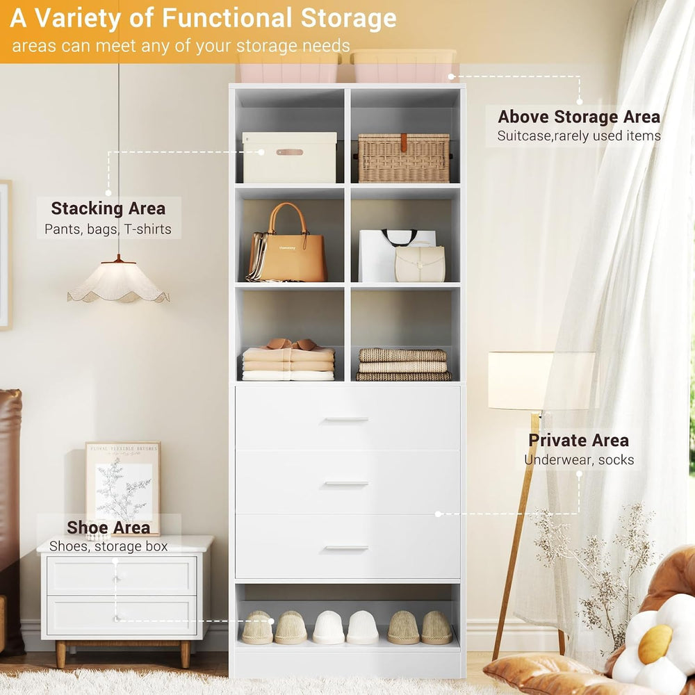 Homieasy Closet System Organizer with Drawers and Partition Storage, 4 FT Fre...