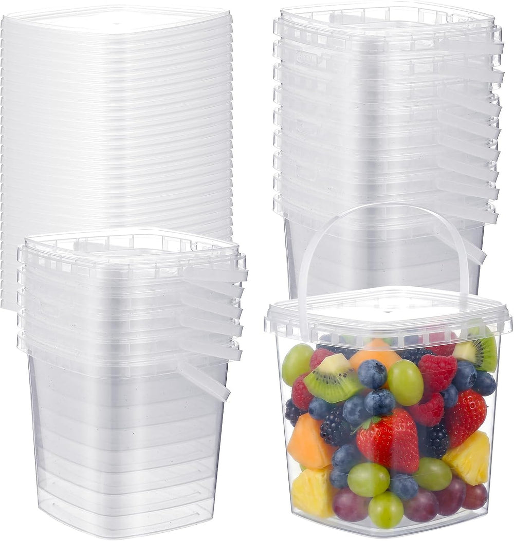 30 Pcs Square Deli Containers with Lids, 32 oz Clear Plastic Food Storage Con...