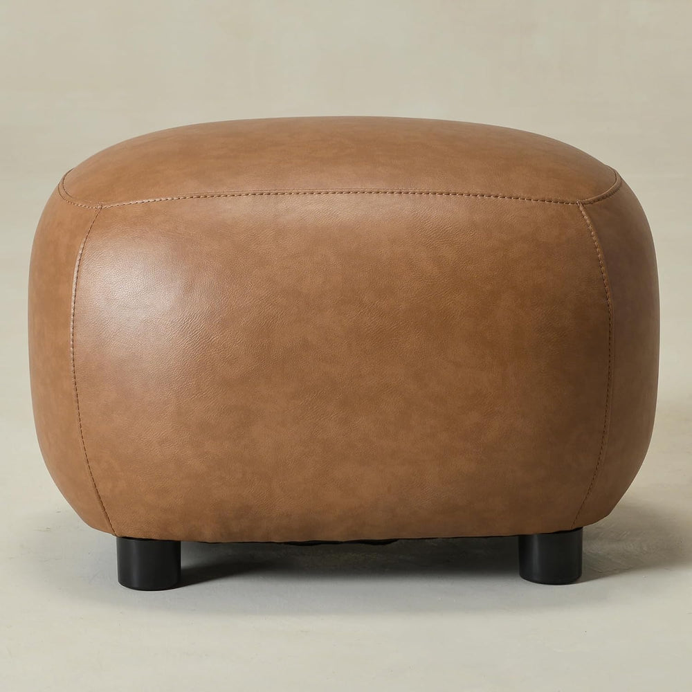 KINWELL 23" Wide Faux Leather Upholstered Ottoman Footrest, Camel