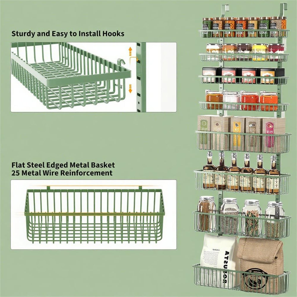 Moforoco Sage Green Over The Door Pantry Organizer, Pantry Door Organizer She...
