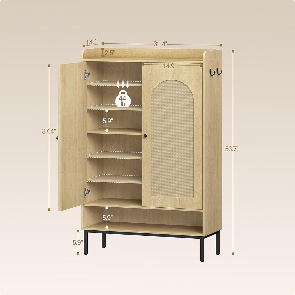Hzuaneri Shoe Cabinet, 7-Tier Shoe Storage Cabinet with Adjustable Shelves