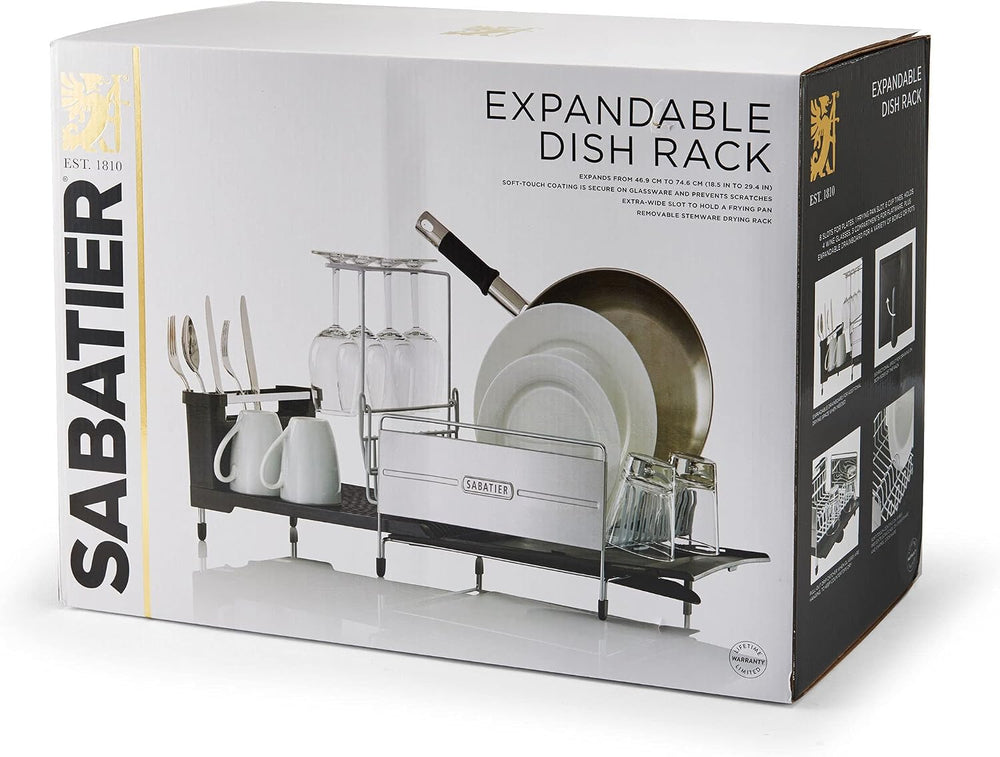 Sabatier Expandable Dish Drying Rack with Drainboard - Stainless Steel Dish R...