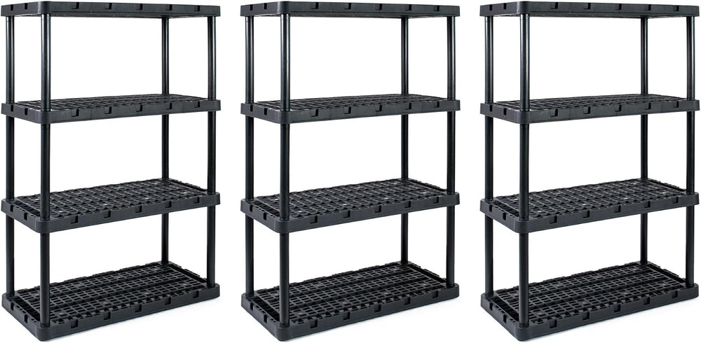 Gracious Living 3 Pack Heavy-Duty Storage Shelves, Knect-A-Shelf 4-Shelf Vent...