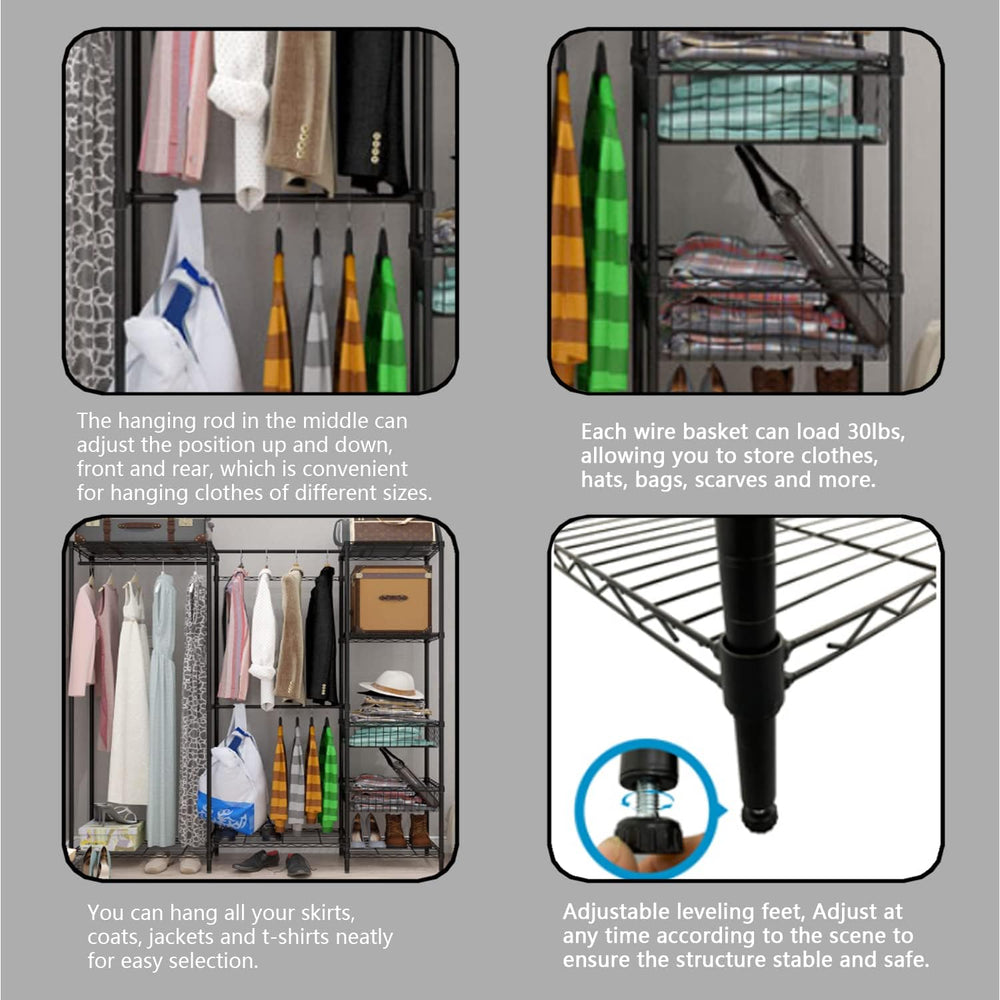 Xiofio 6 Tiers Heavy Duty Garment Rack,Metal Clothing Rack,Clothing Storage R...