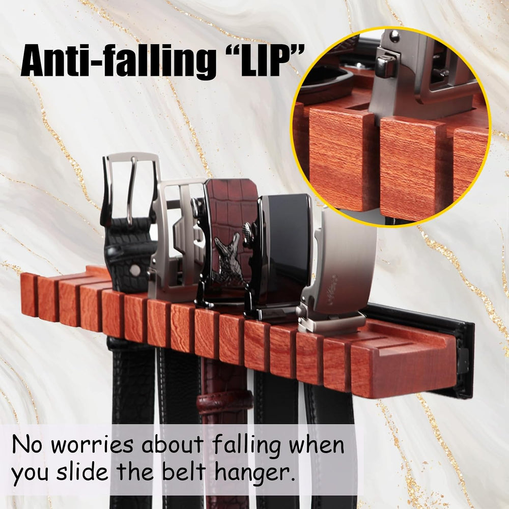 Walnut 14 Belts Organizer with Sliding System