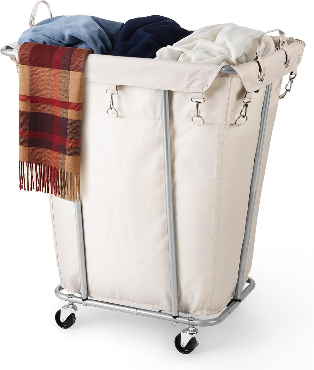 PLKOW 120L Rolling Laundry Hamper, Beige