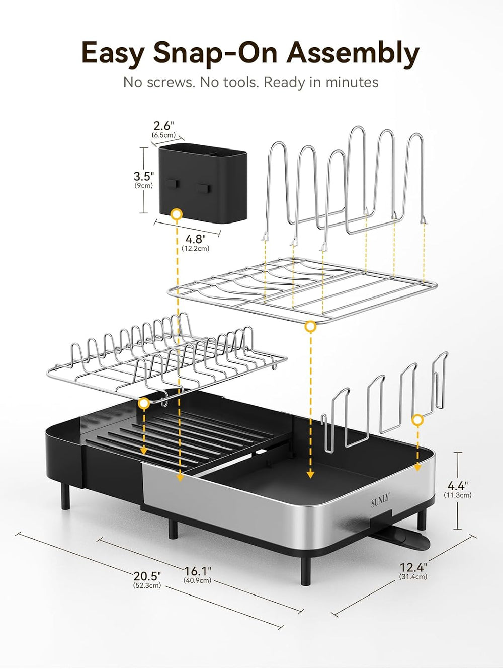 SUNLY Expandable Dish Drying Rack for Kitchen Counter, 304 Stainless Steel Di...