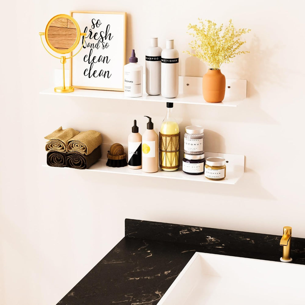 Sezanrpt 30 Inch White Floating Shelves for Wall Décor, Acrylic Storage Wall ...