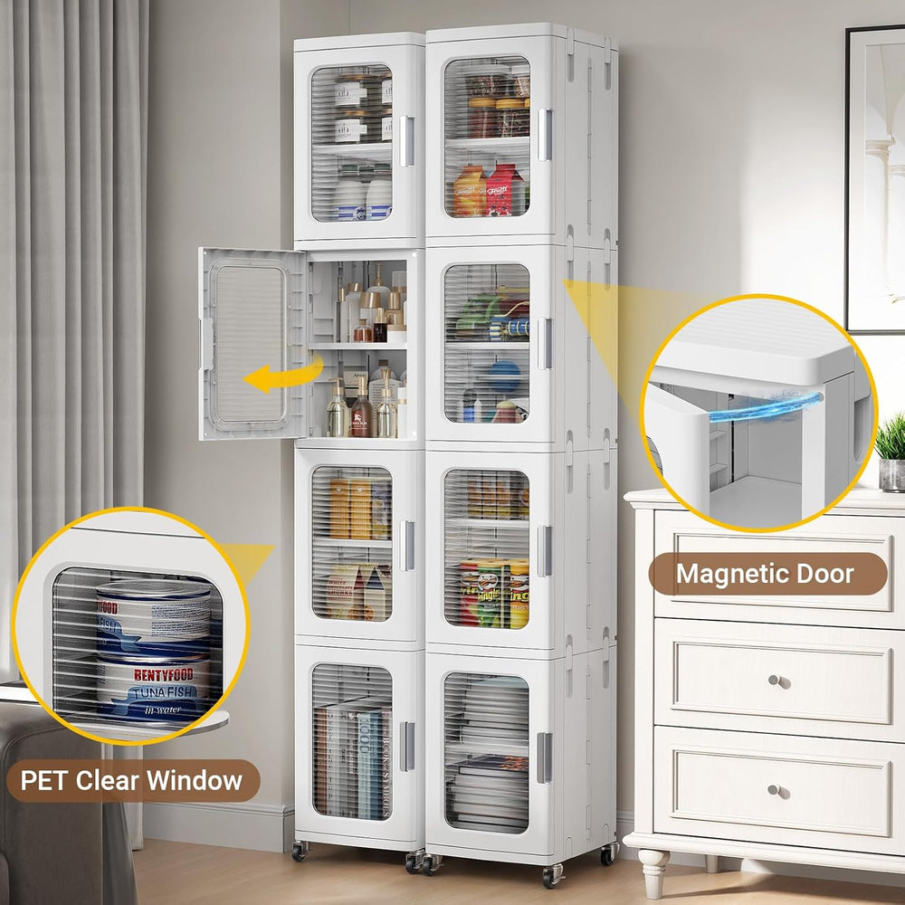 BROVIEW 3-Tier Tall Narrow Storage Cabinet Organizer, Slim Bathroom Cabinets ...
