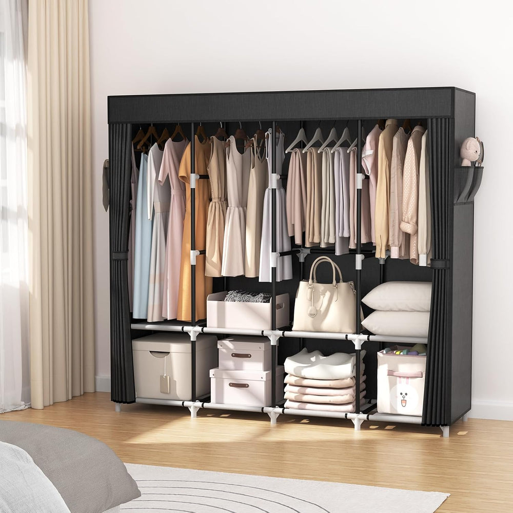 VTRIN Portable Closet for Hanging Clothes 67 Inch Wide Large Capacity Portabl...