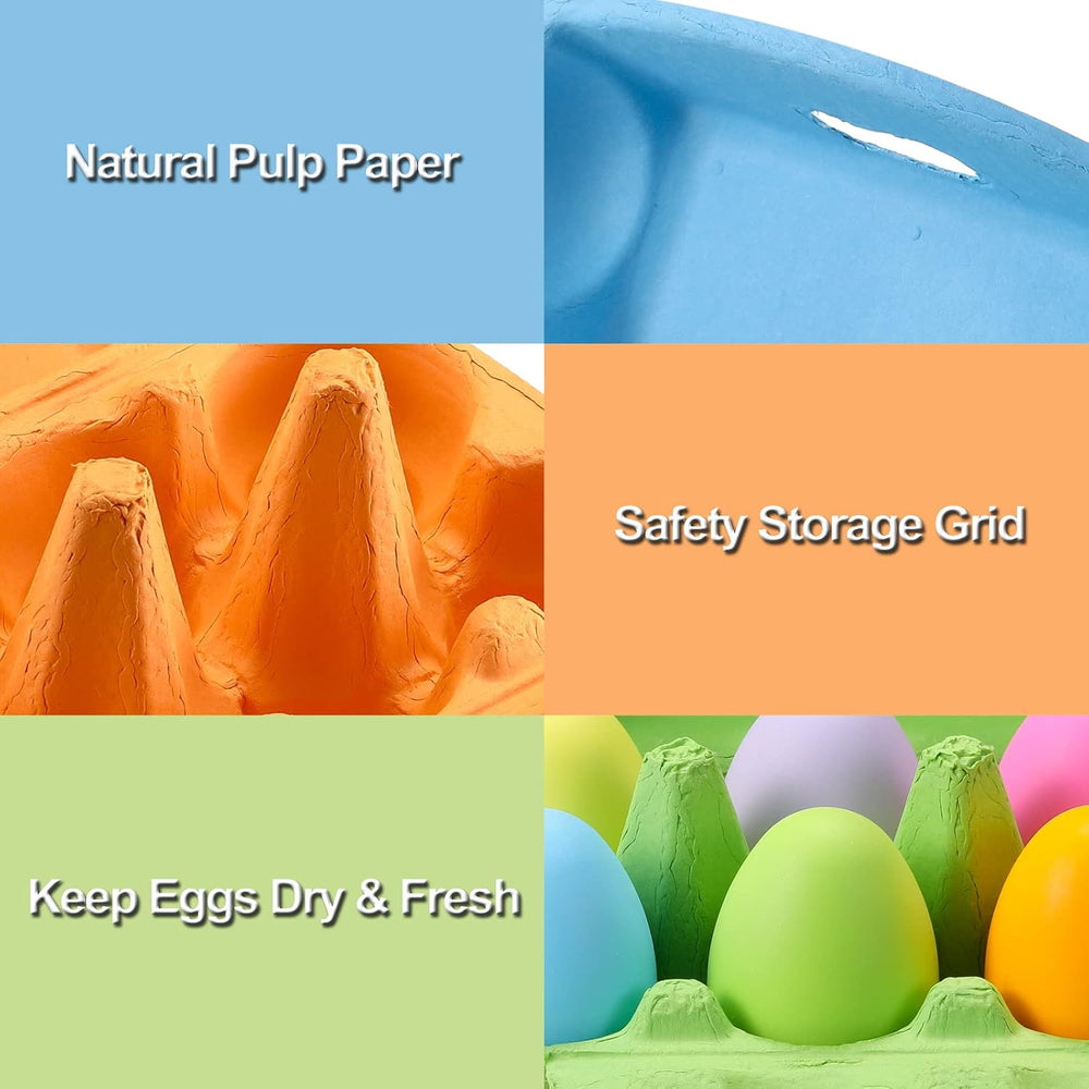 Colored Egg Cartons 60 Pack, Half Dozen Egg Cartons Colorful with Labels