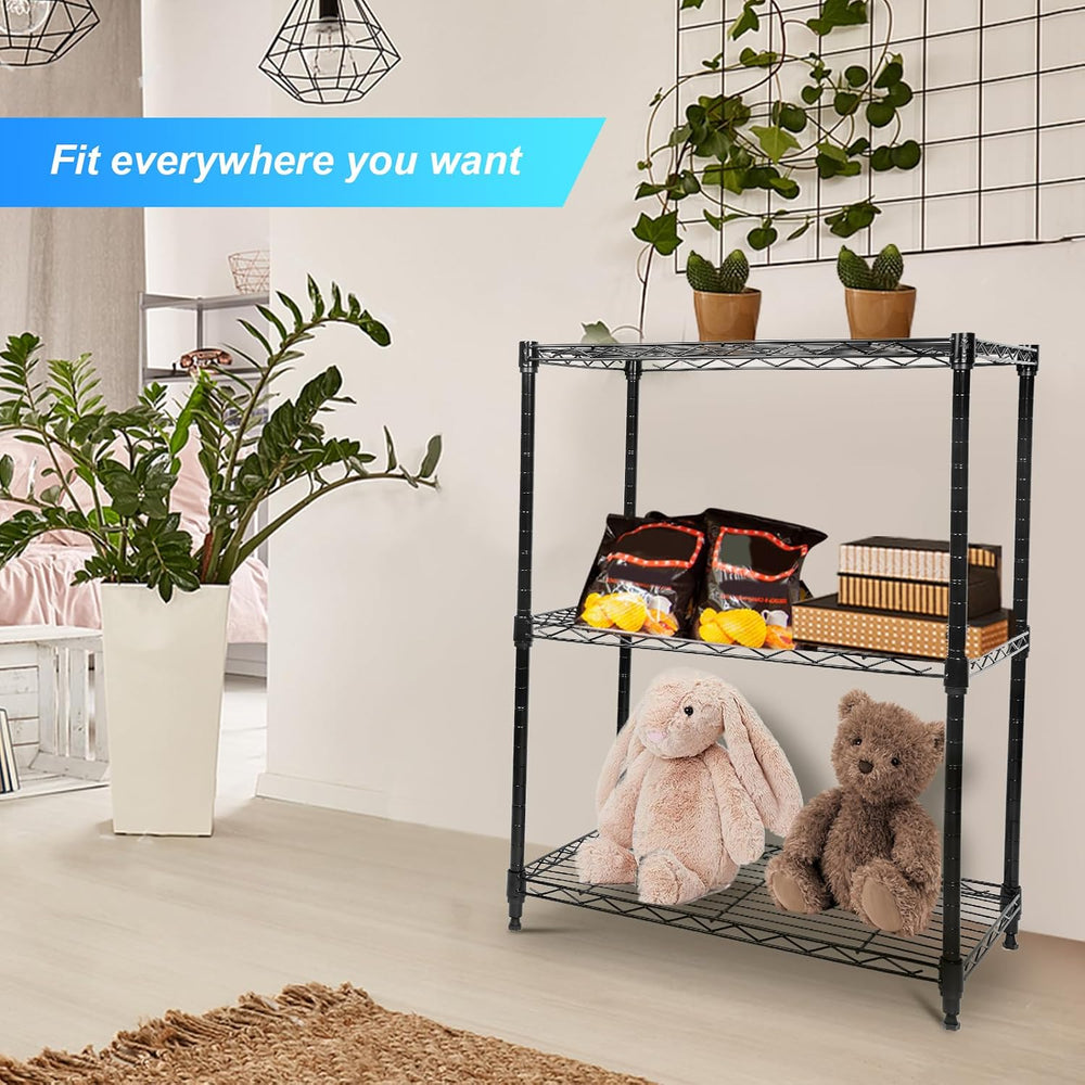 Whitmor 3 Tier Storage Shelves, Heavy Duty with Wheels, Adjustable Wardrobe R...