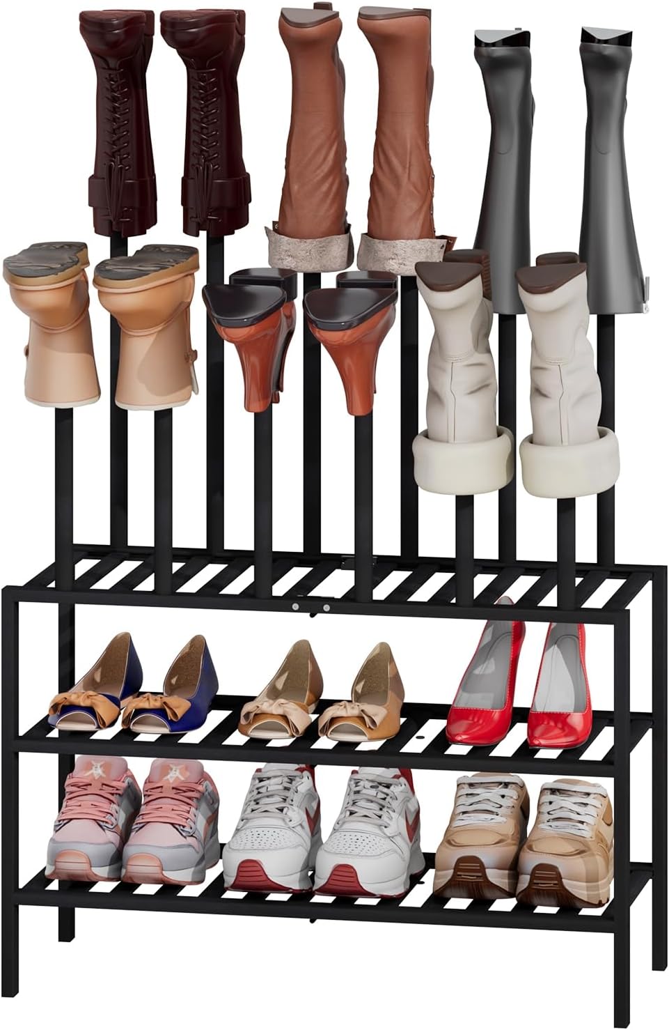 kiplant Tall Boot Rack Organizer - Bamboo Wood Boot Rack Shoe Rack for Entryw...