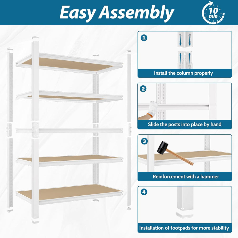 PrimeZone 24"W x 16"D x 59"H Closet Storage Shelves, 5-Tier Me...