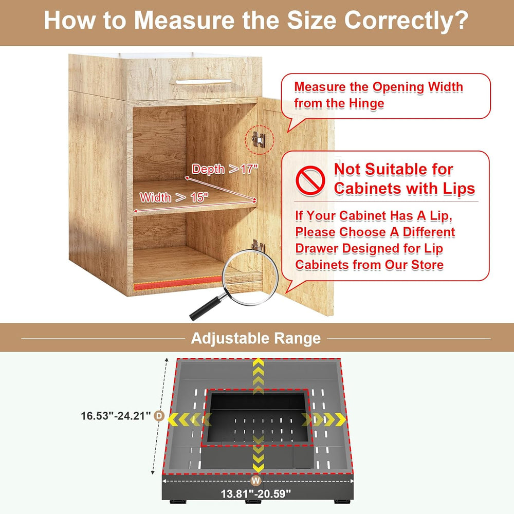 Fokyfok Pull out Cabinet Organizer,14"-21"W,17"-24"D,Expa...
