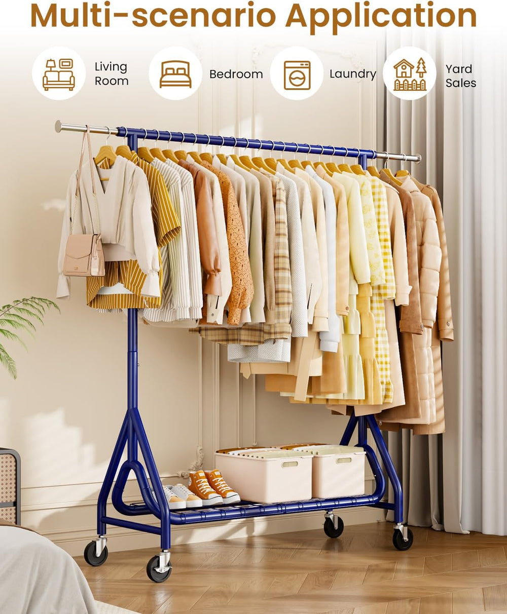 Heavy Duty Clothing Rack, Metal Clothes Rack Load 450 LBS, Rolling Coat Racks...