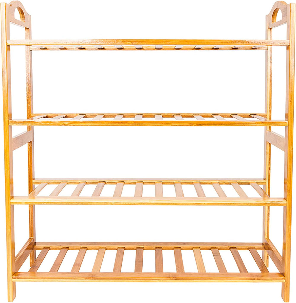 ZYSK 4 Tier Free Standing Bamboo Shoe Rack with Handles,Entryway Shoe Shelf S...